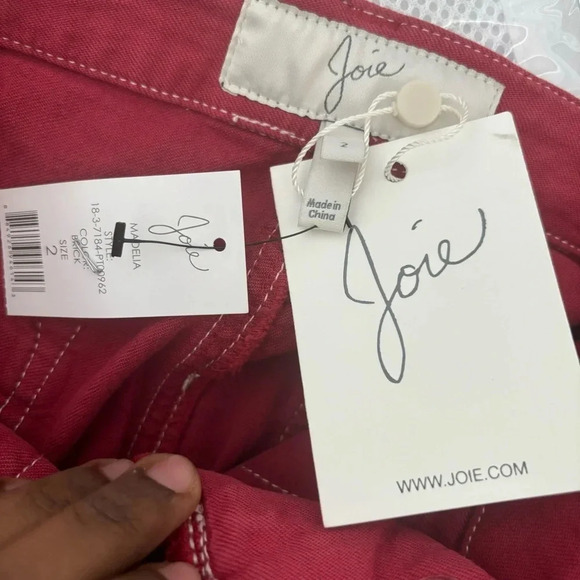 Joie Madelia Cargo Pant Cardinal Red Slim Straight Leg Cargo Painter Ankle sz 2 - Picture 7 of 7